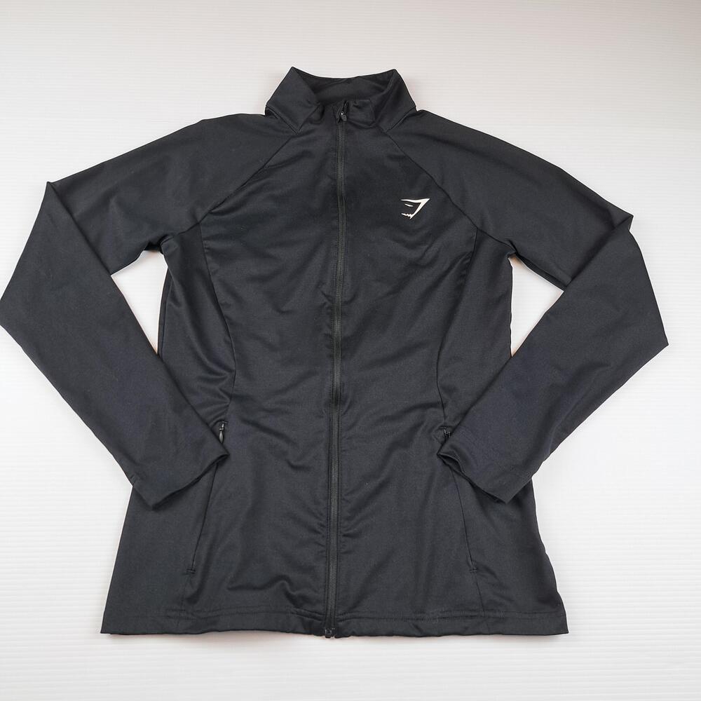 Gymshark Jacket Womens Medium Black Track Full Zip Athletic Running Gym Hiking